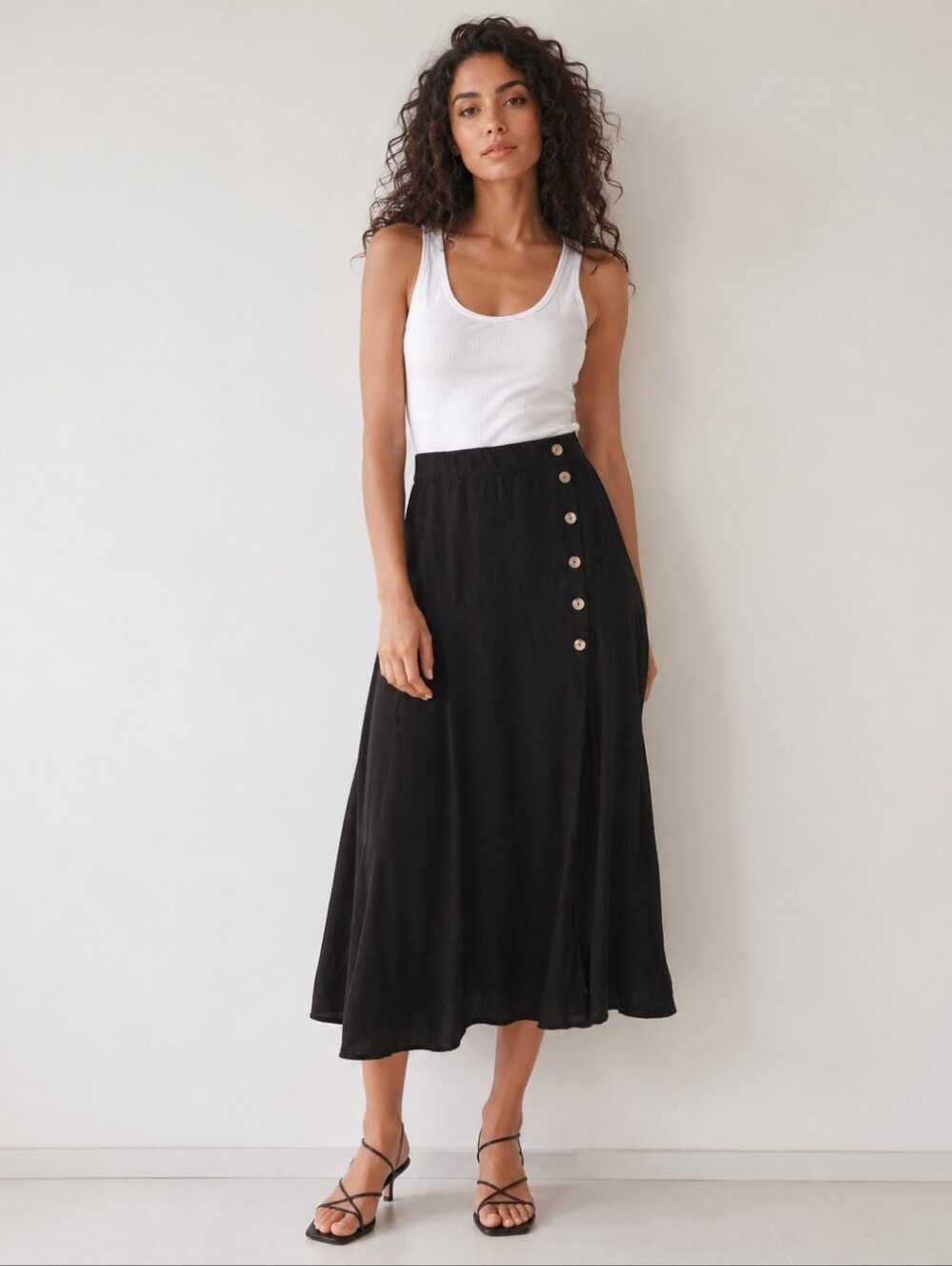 Zara | Waterfall Hem Skirt | Scalloped Ruffle Hem | Elastic Waist | Lightweight